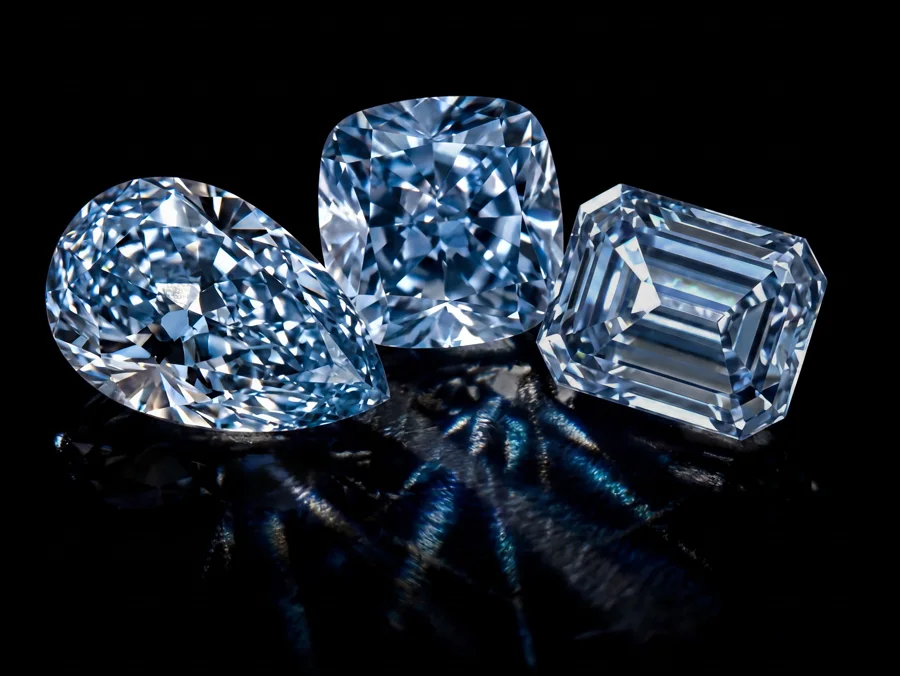 Cluster of fancy blue diamonds
