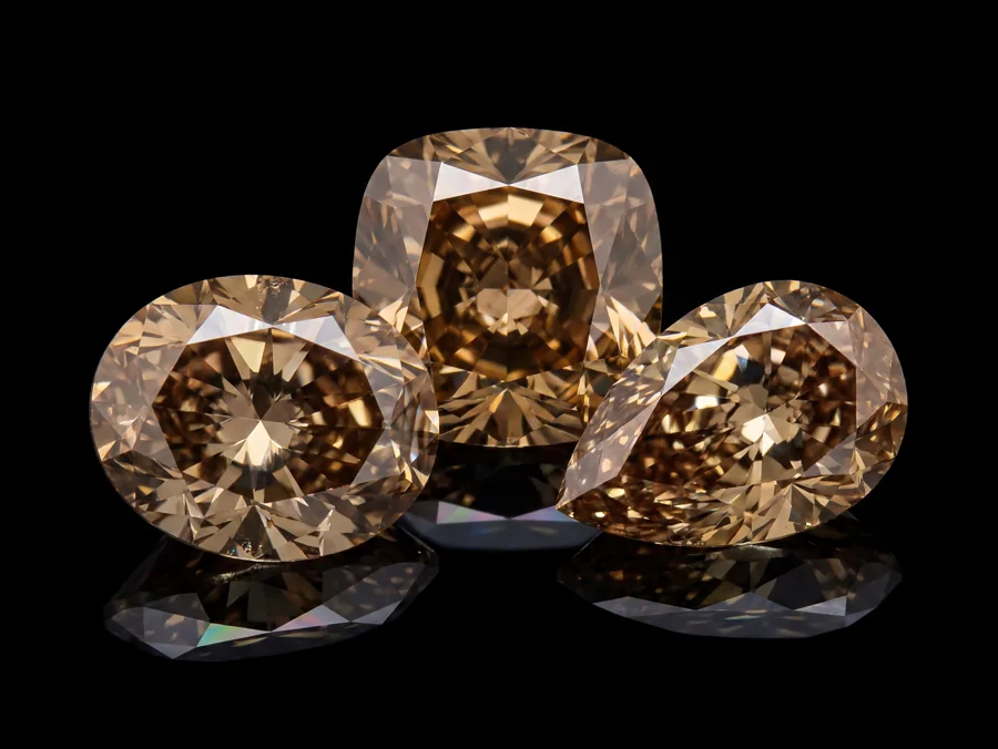 Cluster of fancy brown diamonds