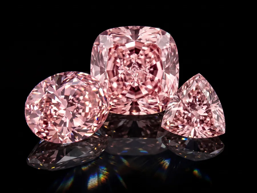 Cluster of fancy pink diamonds
